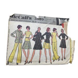 70s McCalls 3489 Sewing Pattern Size 10 Shirt Jacket Top Skirt Pants Vintage CUT